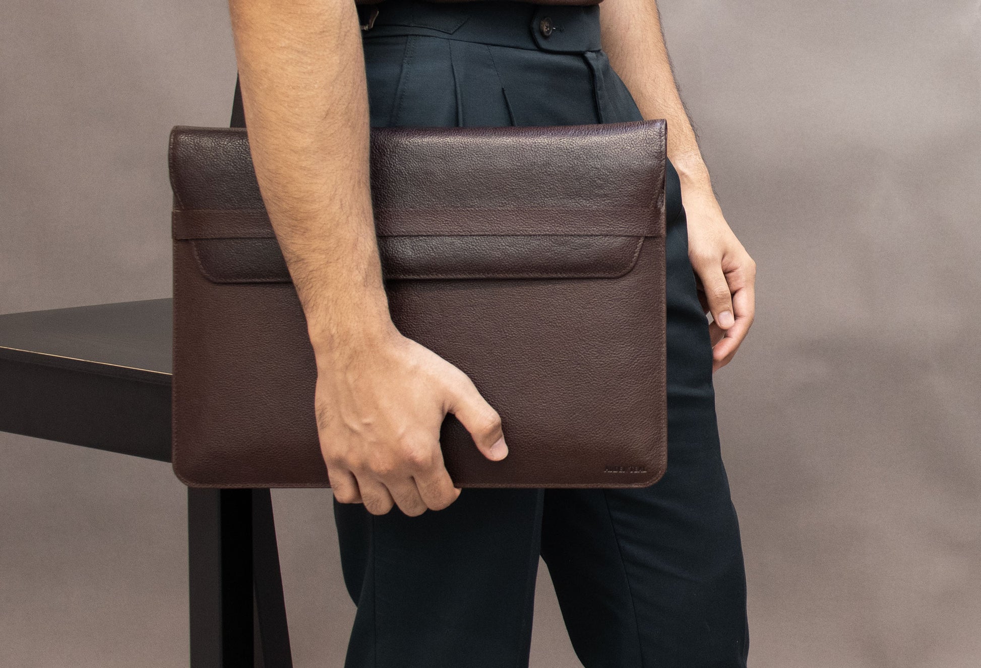 Rocco Walnut Leather Laptop Sleeve