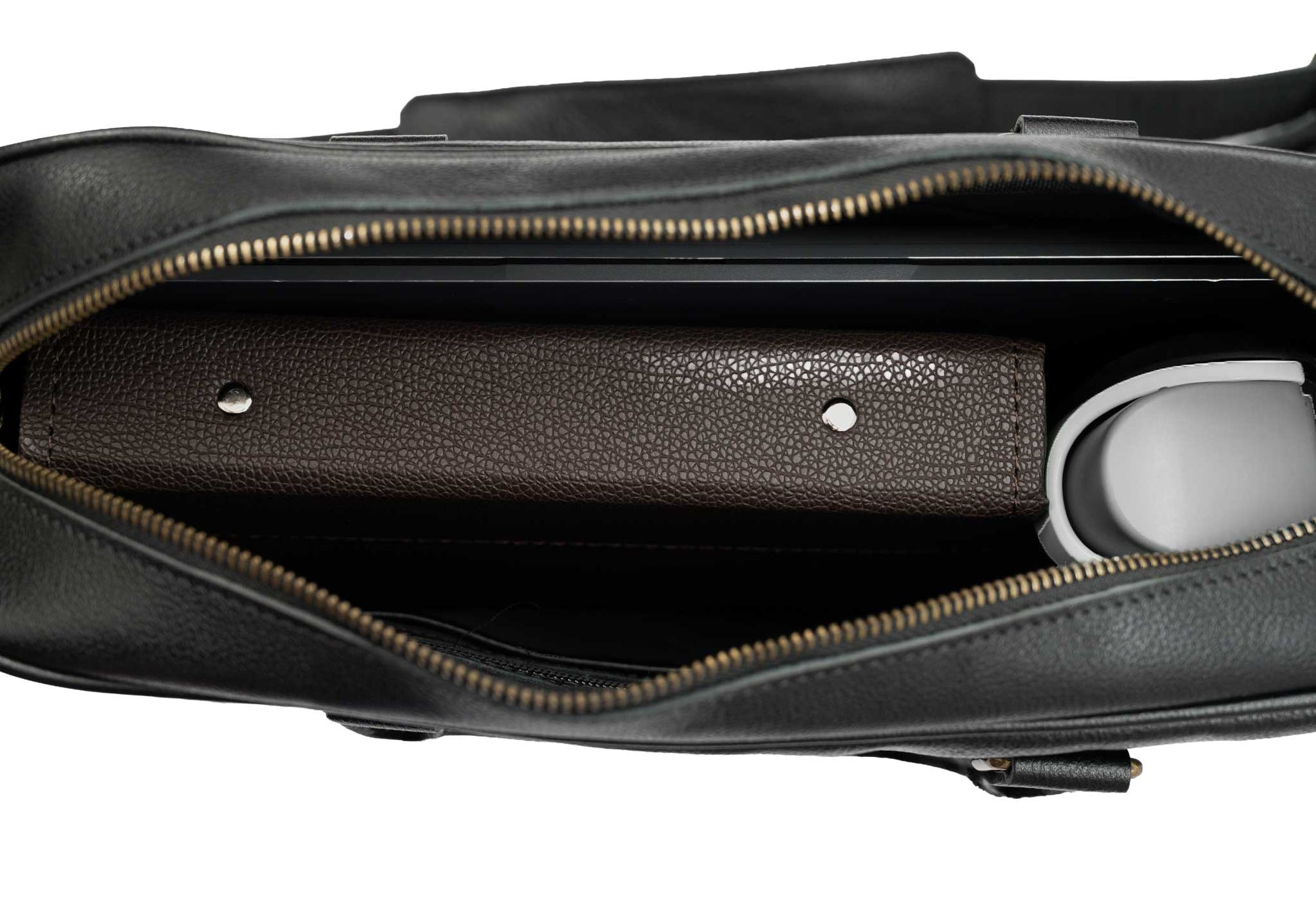 Medellin Black Leather Messenger Bag