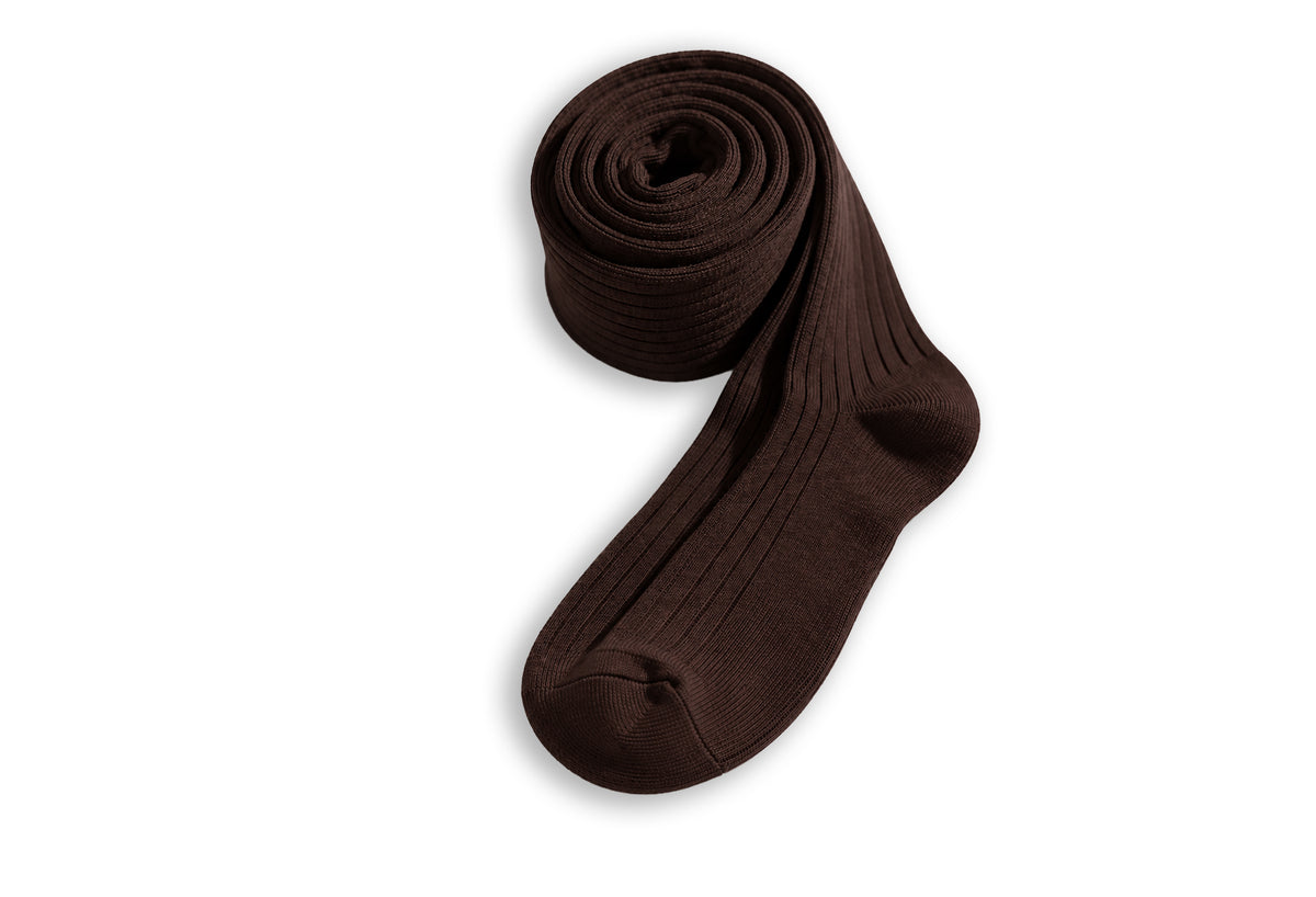 Aires Over The Calf Supima Cotton  Socks - Brown