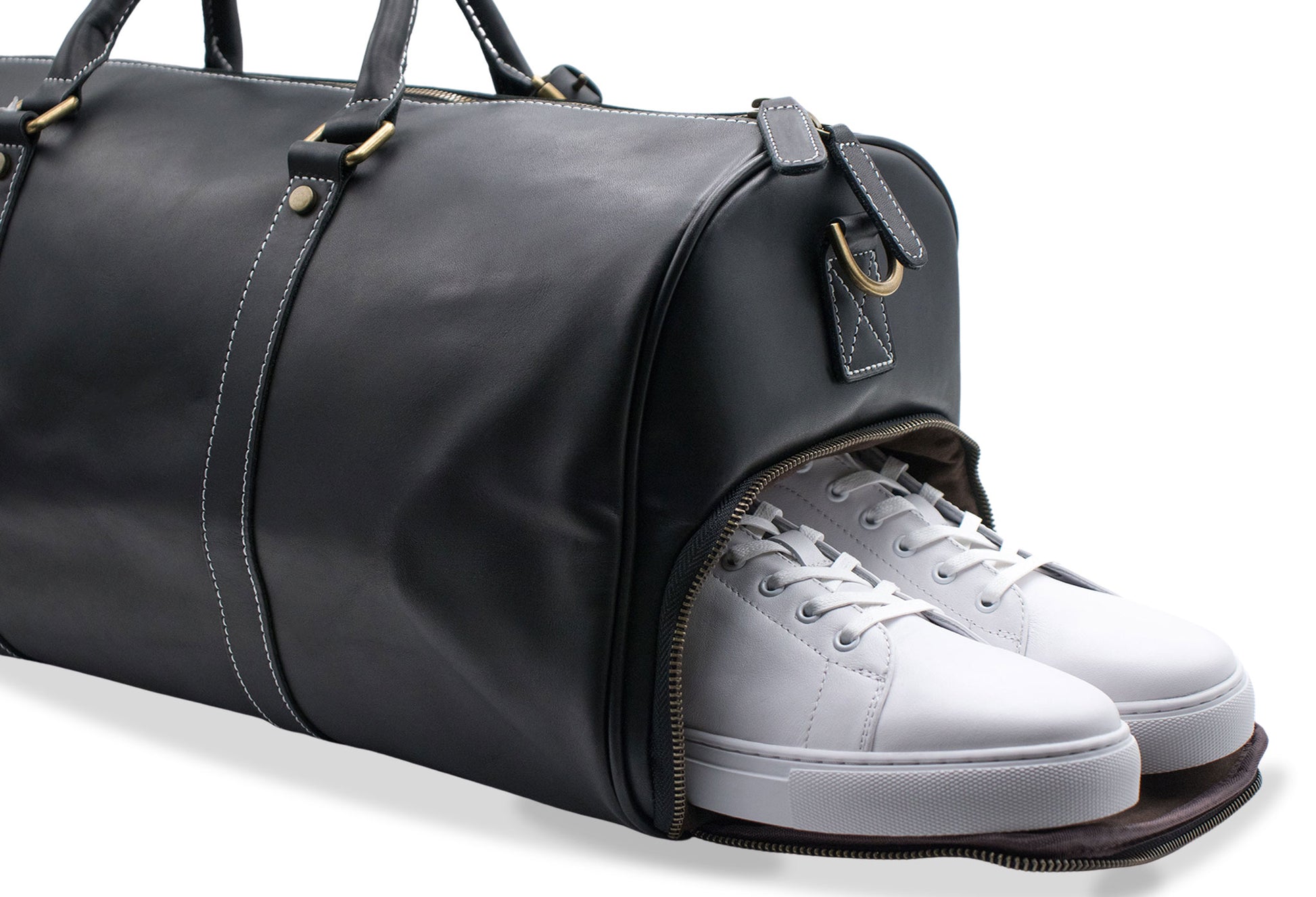 Bogota Black Vintage Leather Duffle