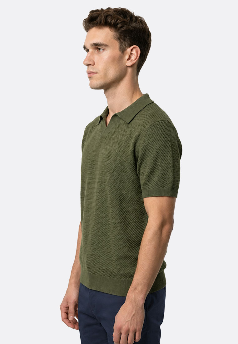 The Organic Knitted Polo - Moss