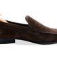Olavarria Blake Stitch Brown Suede Penny Loafer