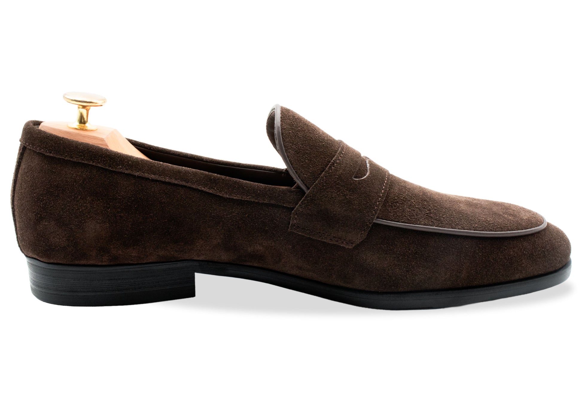 Olavarria Blake Stitch Brown Suede Penny Loafer