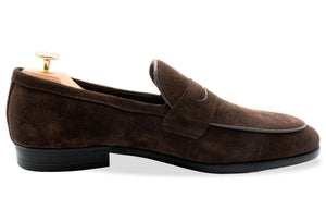 Olavarria Blake Stitch Brown Suede Penny Loafer