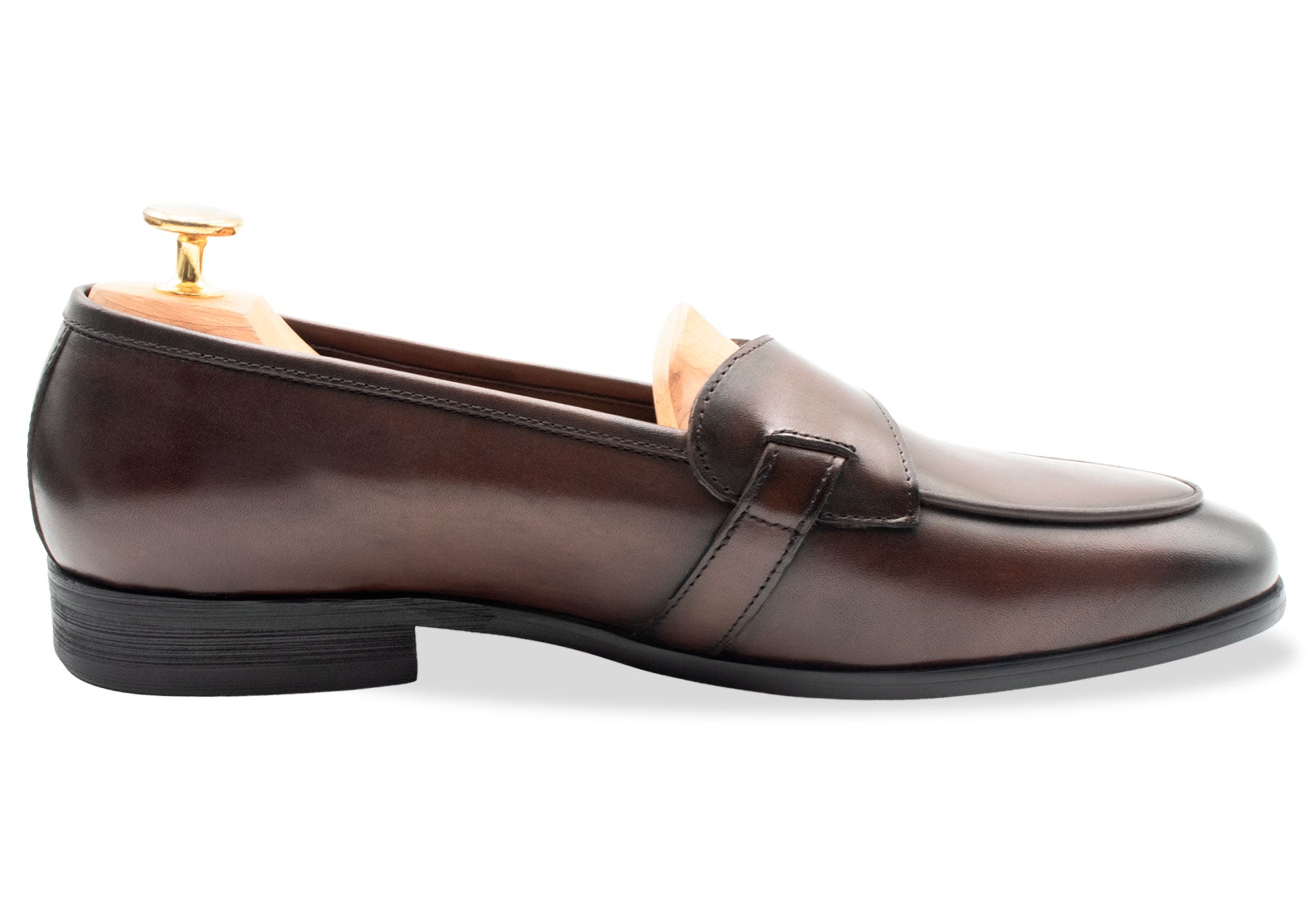 靴 Walnut Shirring Loafer Coronda Walnut Gurkha Loafer