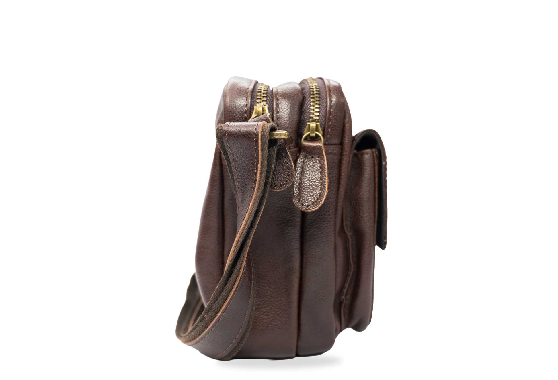 Caldas Walnut Leather Crossbody Bag