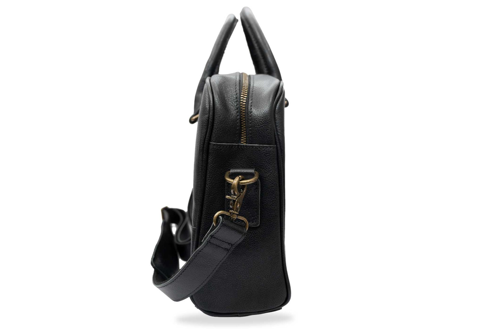 Medellin Black Leather Messenger Bag