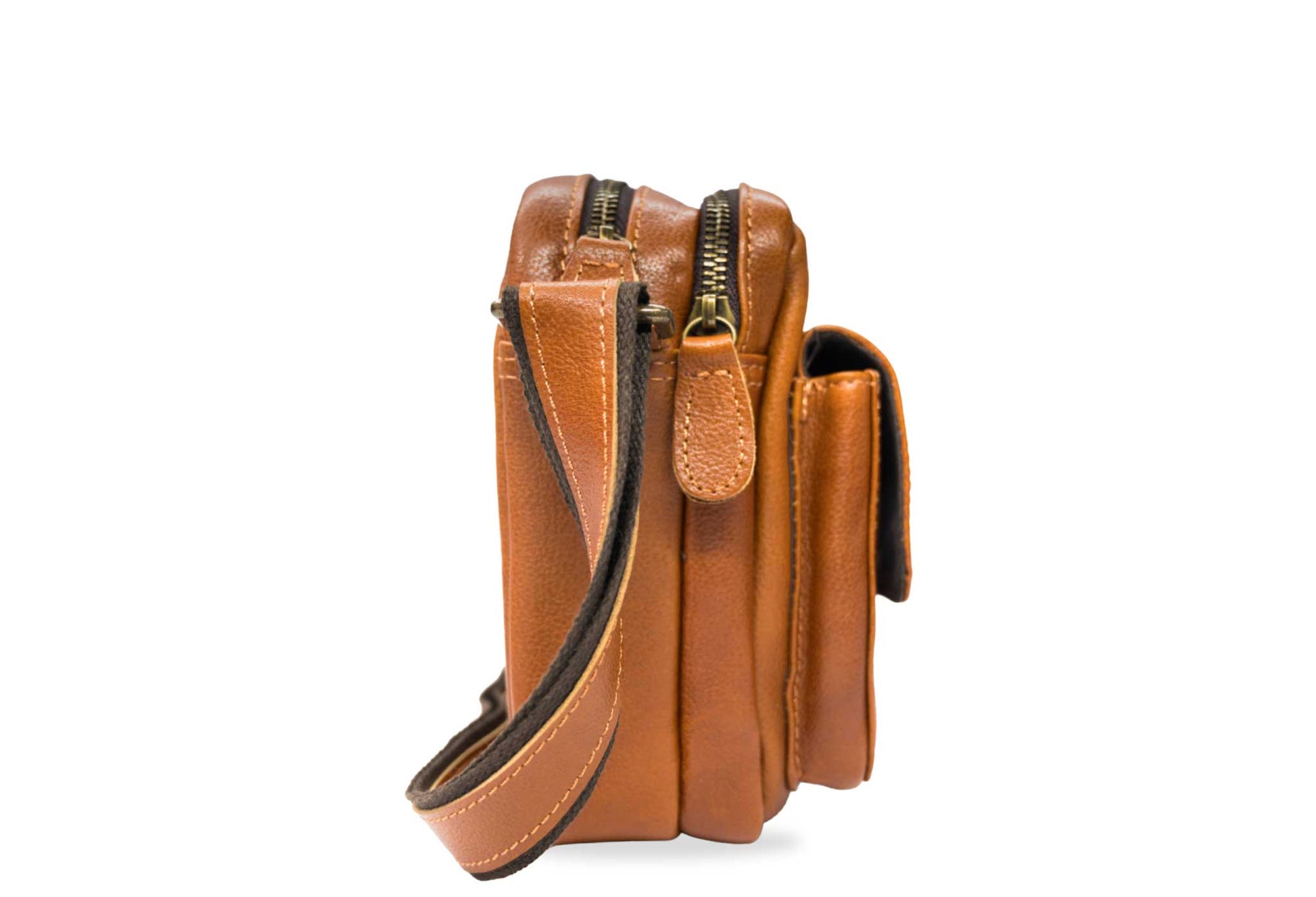 Caldas Chestnut Leather Crossbody Bag