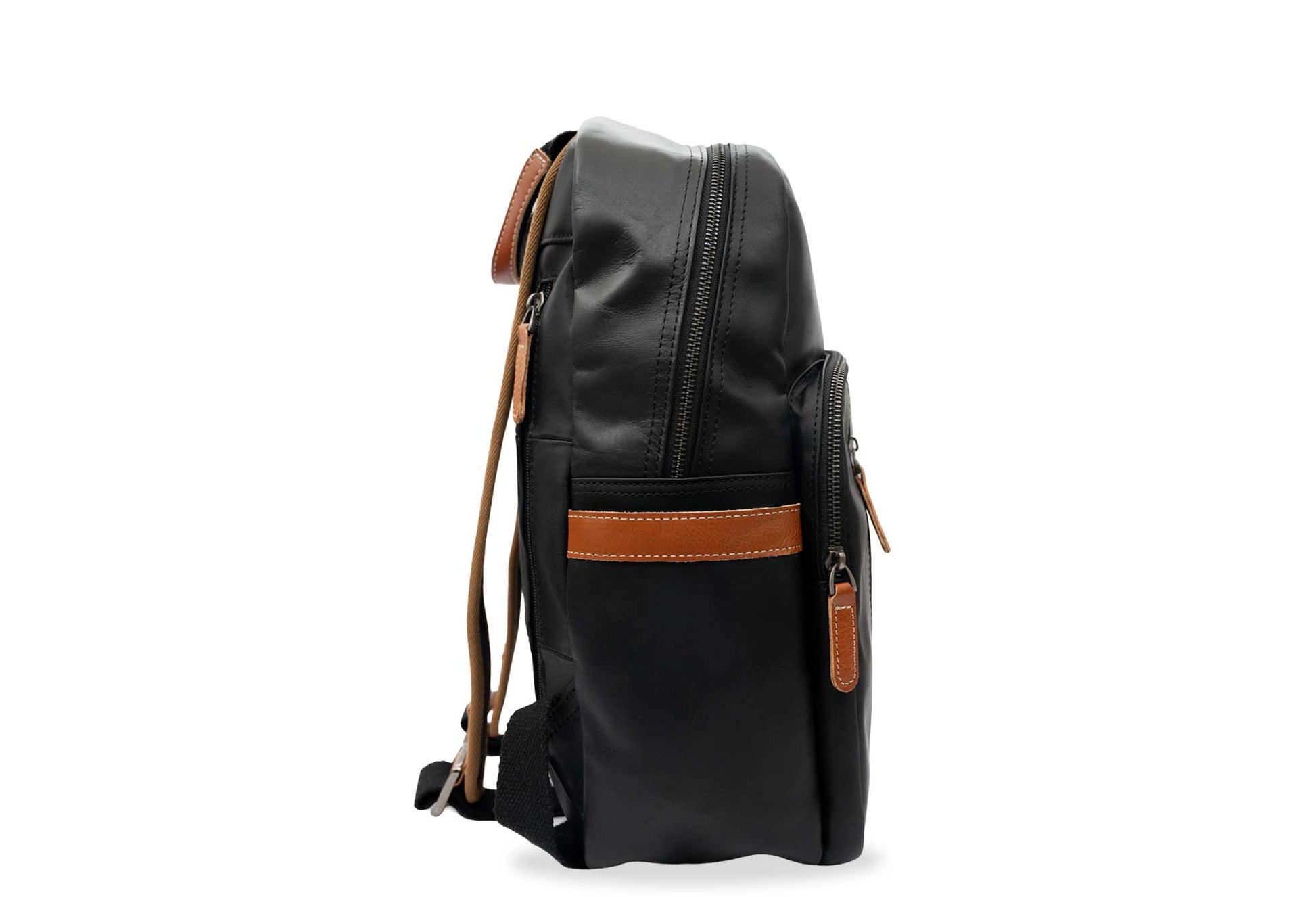 Viento Black Leather Backpack