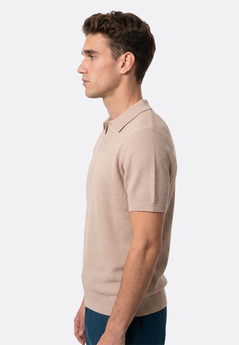 The Organic Knitted Polo - Tan