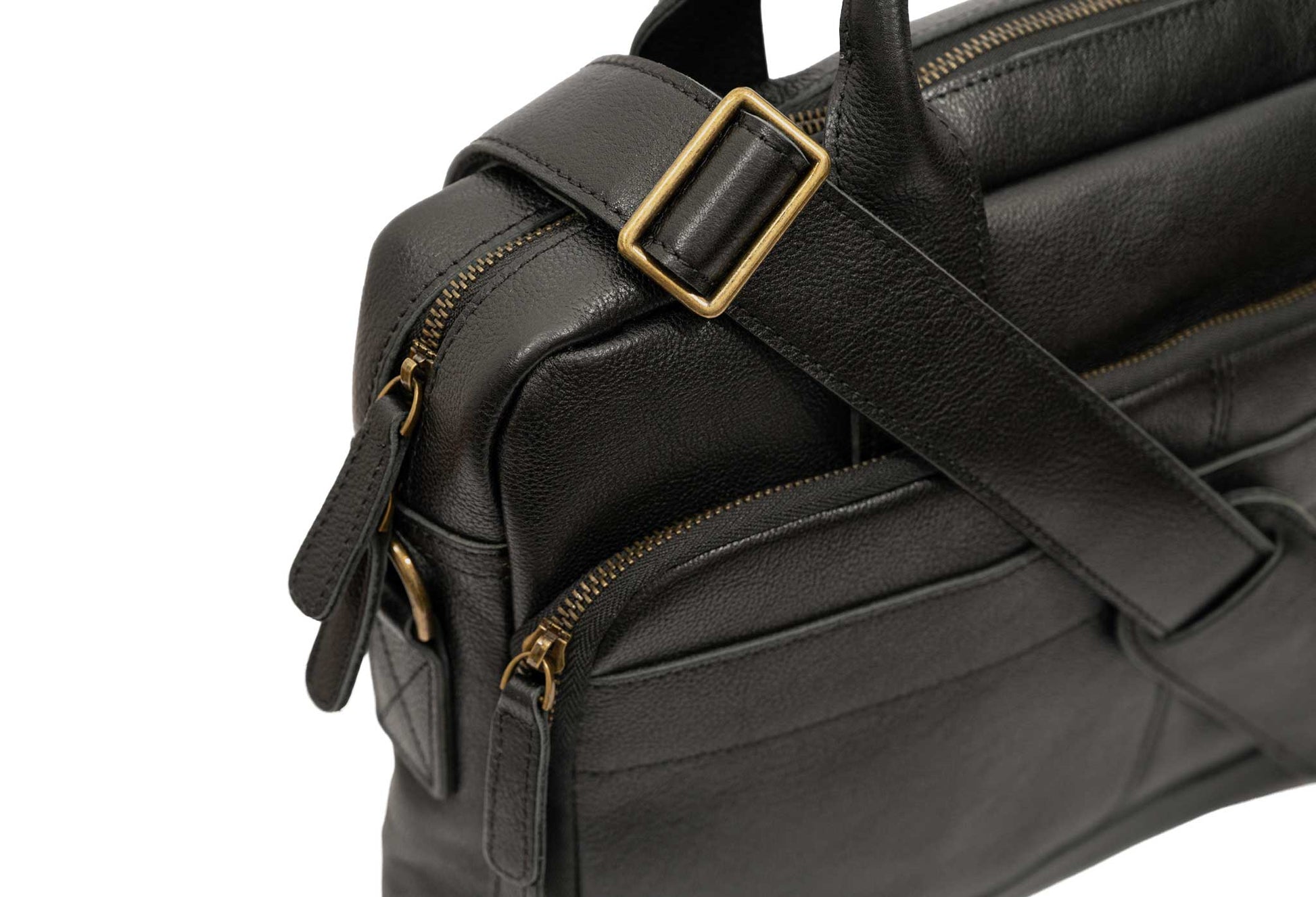 Avenida Black Leather Messenger Bag