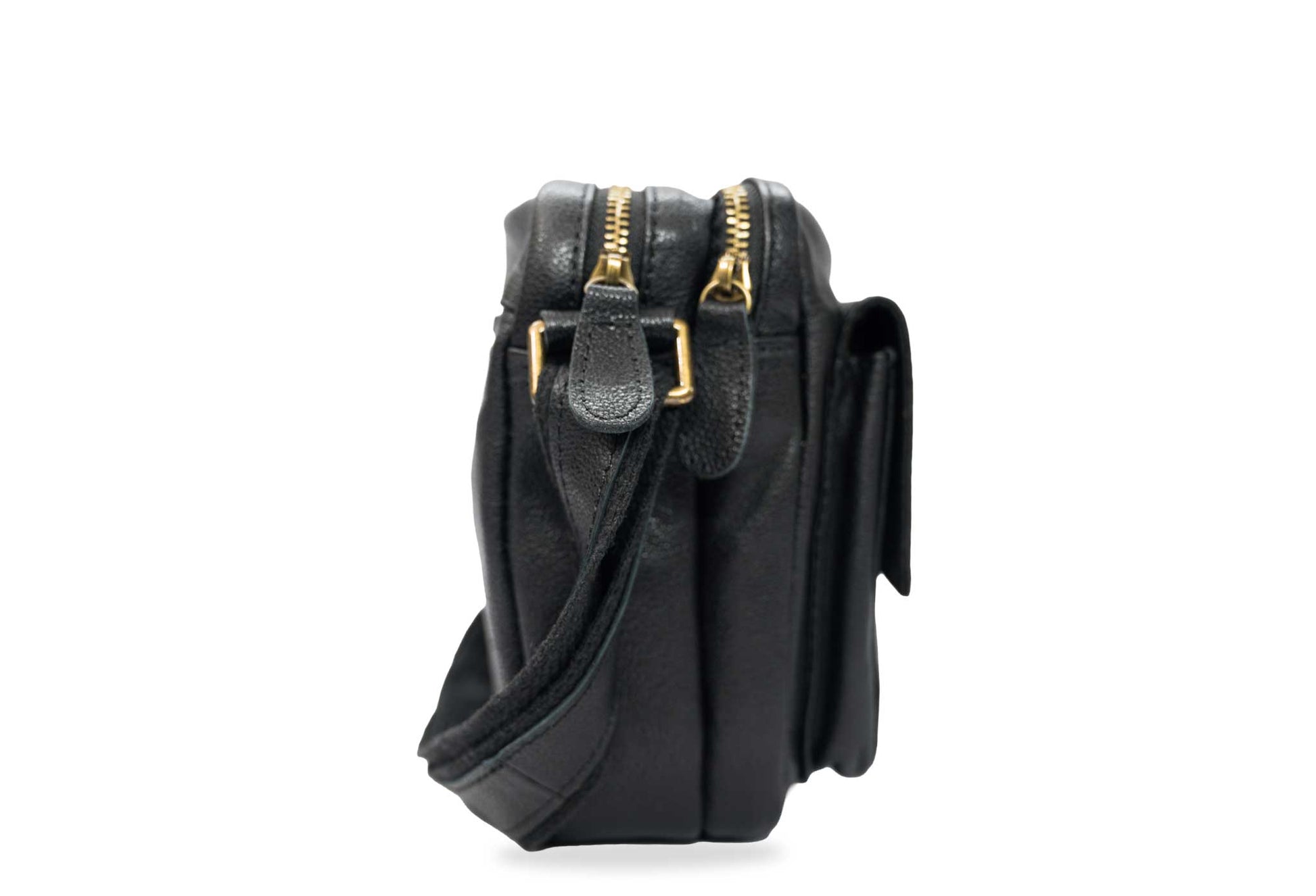 Caldas Black Leather Crossbody Bag