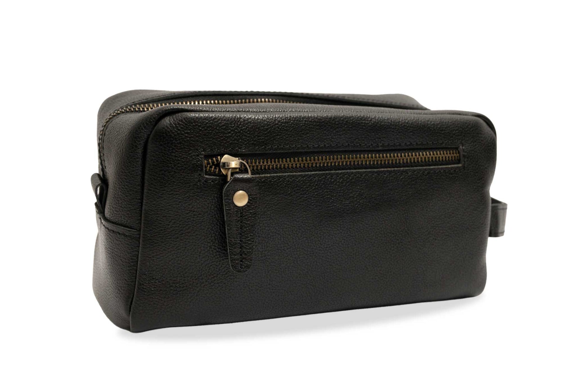 Raquira Black Leather Toiletry Bag
