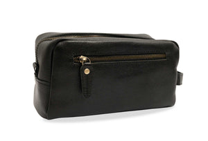 Raquira Black Leather Toiletry Bag