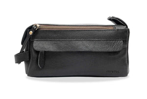 Esterla Black Leather Toiletry Bag
