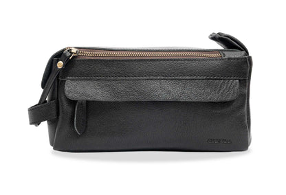 Esterla Black Leather Toiletry Bag