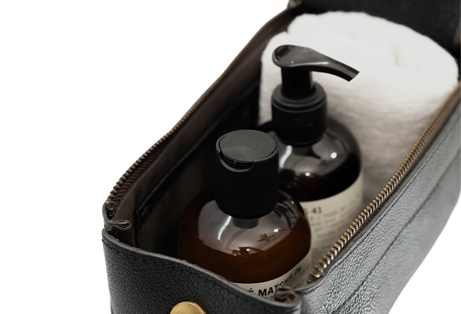Esterla Black Leather Toiletry Bag