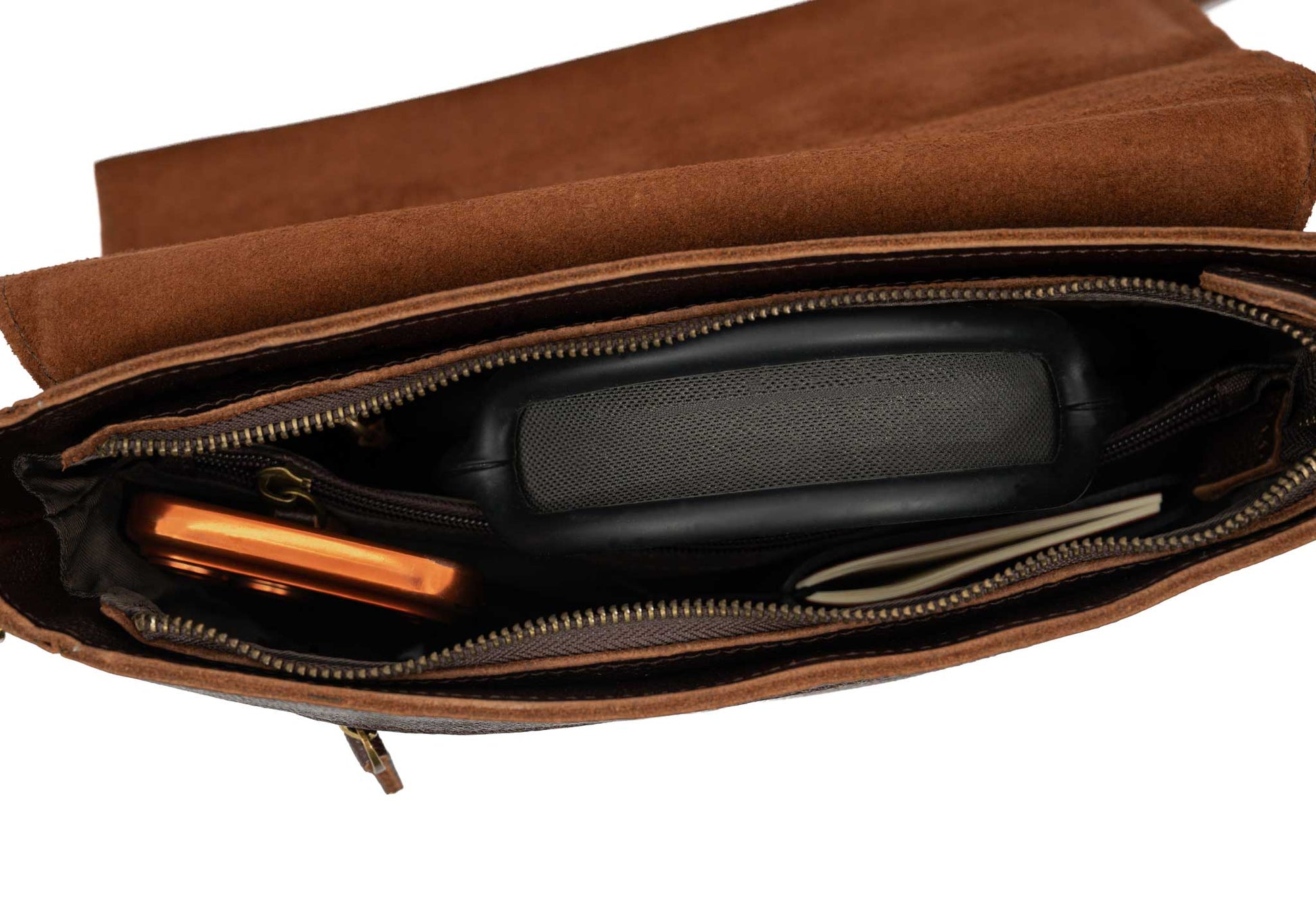 Salento Walnut Leather Crossbody Bag