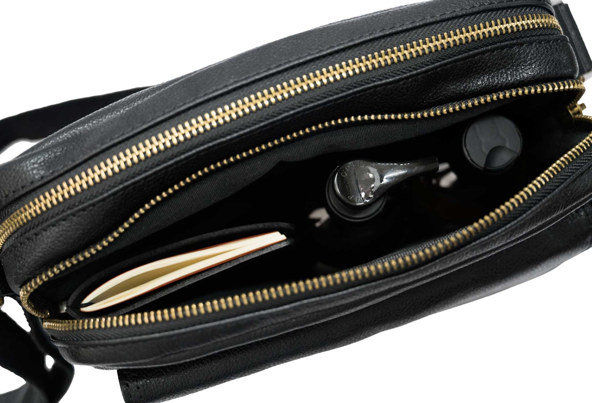 Caldas Black Leather Crossbody Bag
