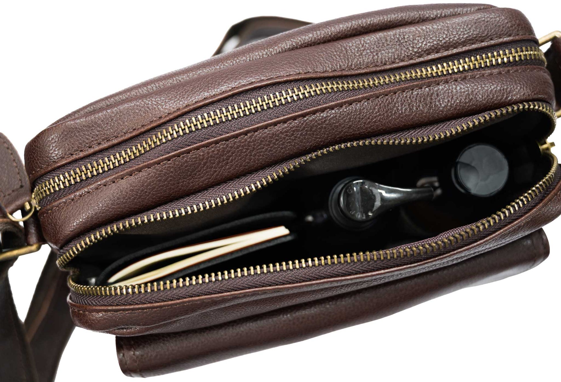 Caldas Walnut Leather Crossbody Bag