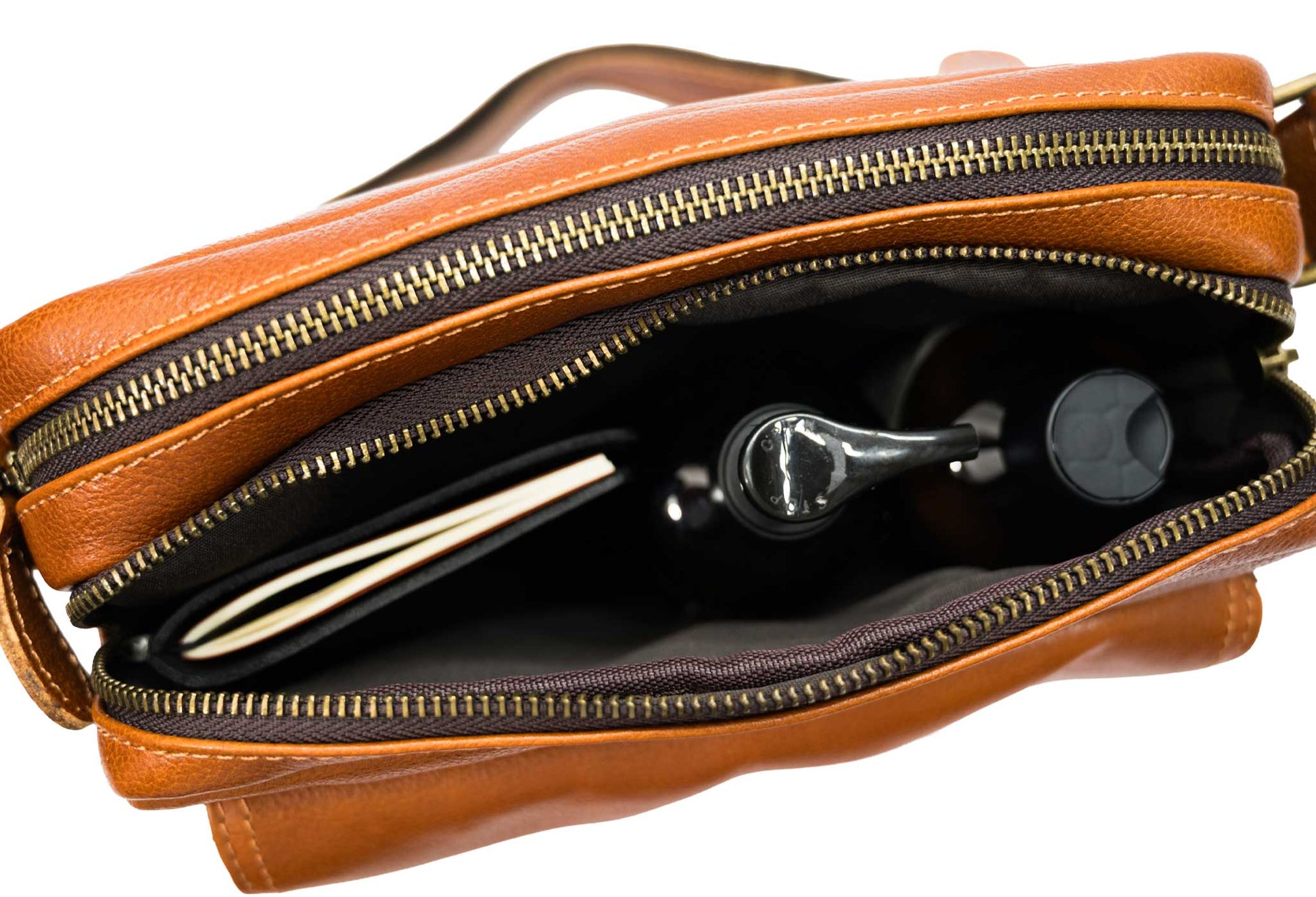 Caldas Chestnut Leather Crossbody Bag