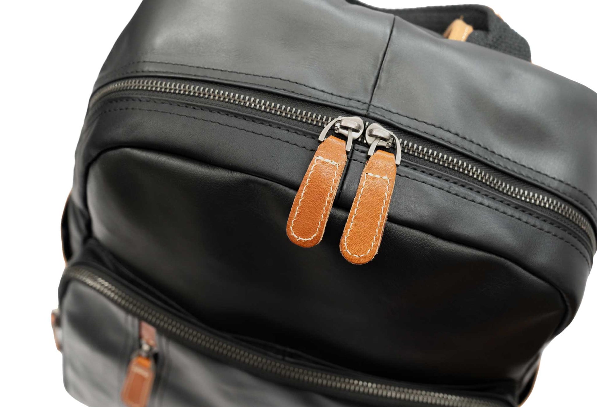 Viento Black Leather Backpack