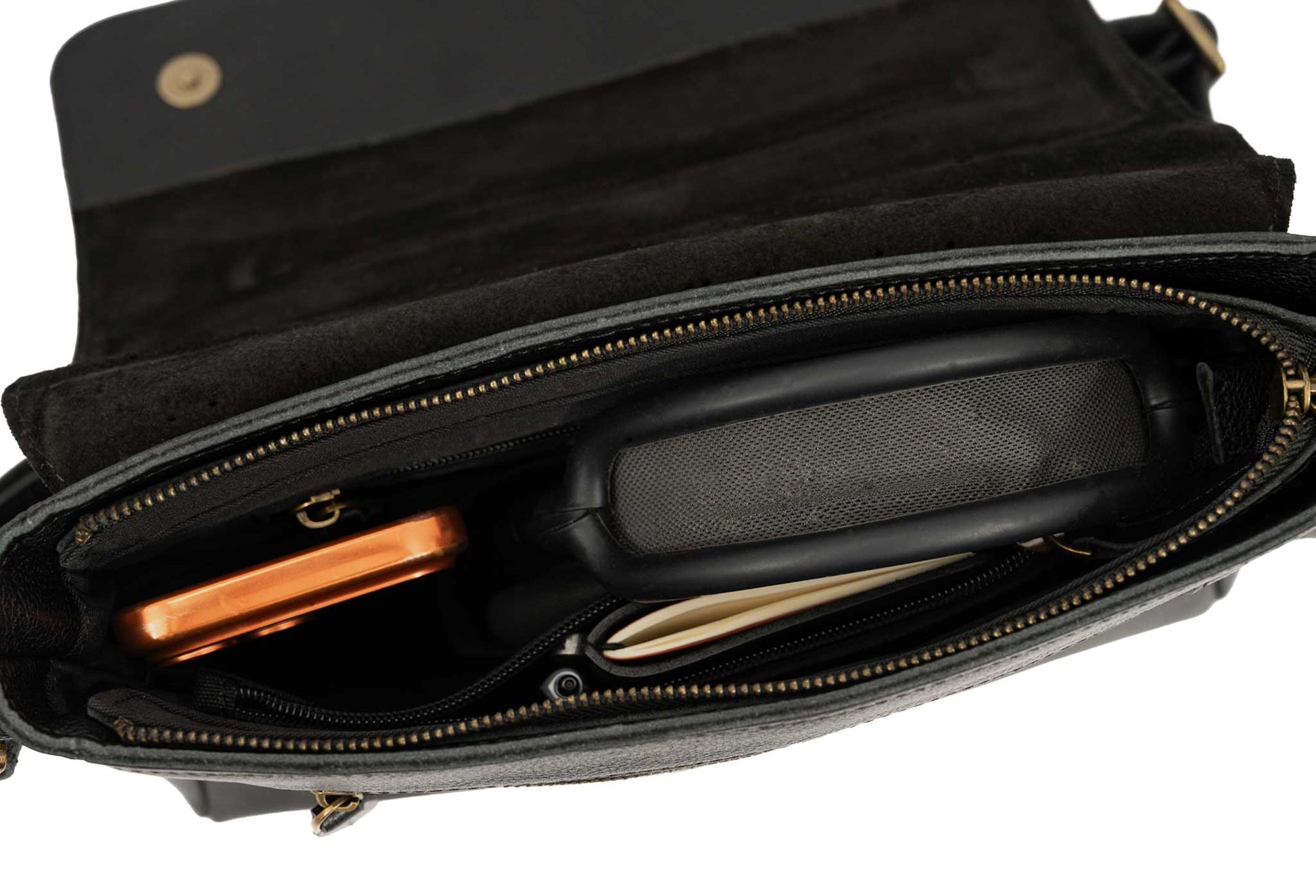 Salento Black Leather Crossbody Bag