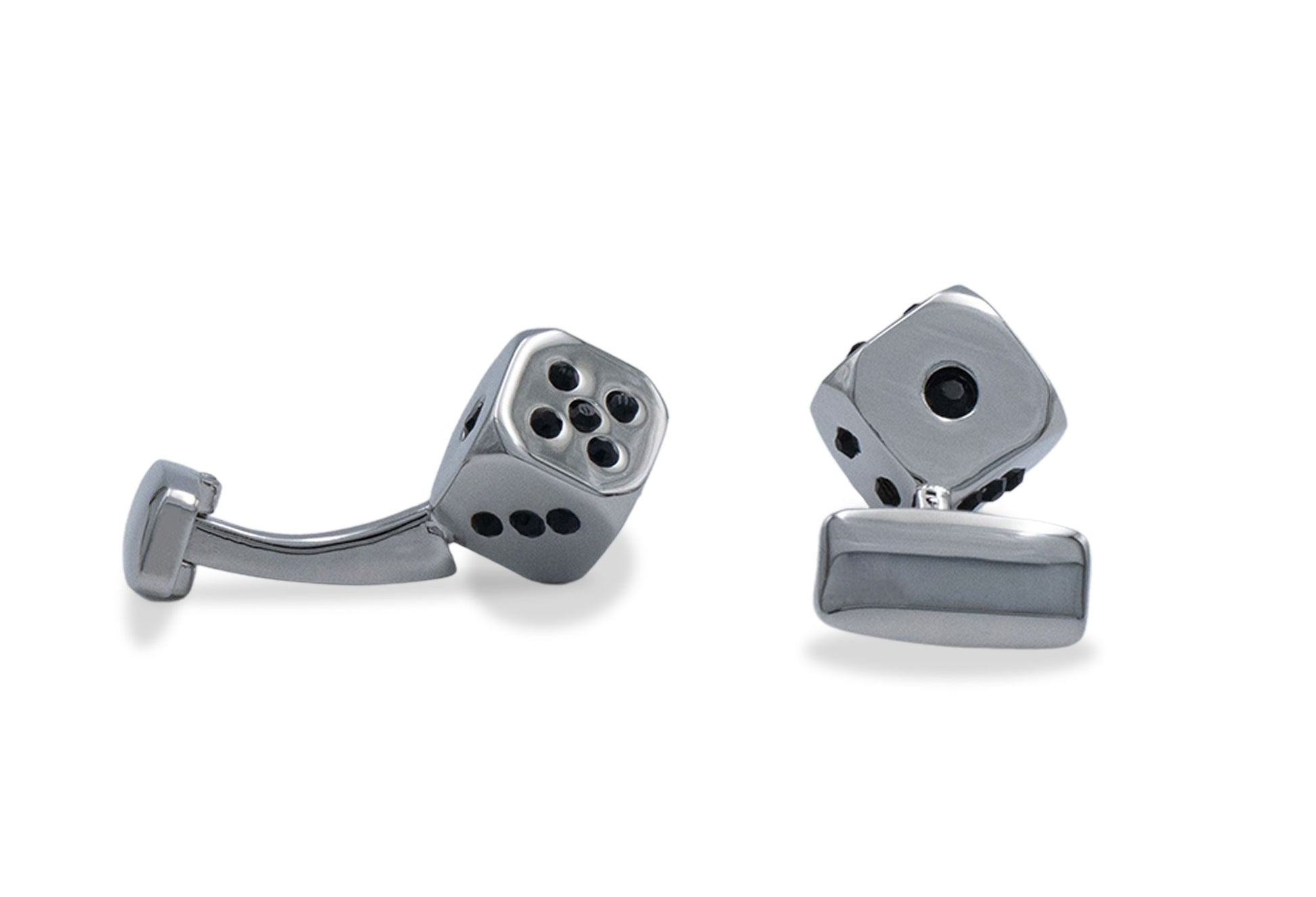 Dados Black Diamonte Chrome Cufflinks