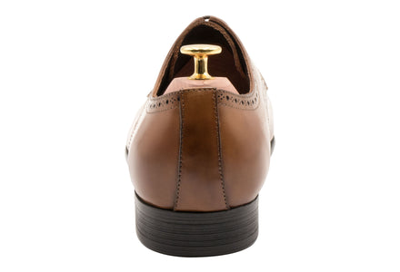 Olivos Medallion Chestnut Derby Leather Shoes