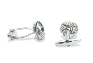 Ojeda Chrome Ribbed Knot Cufflinks