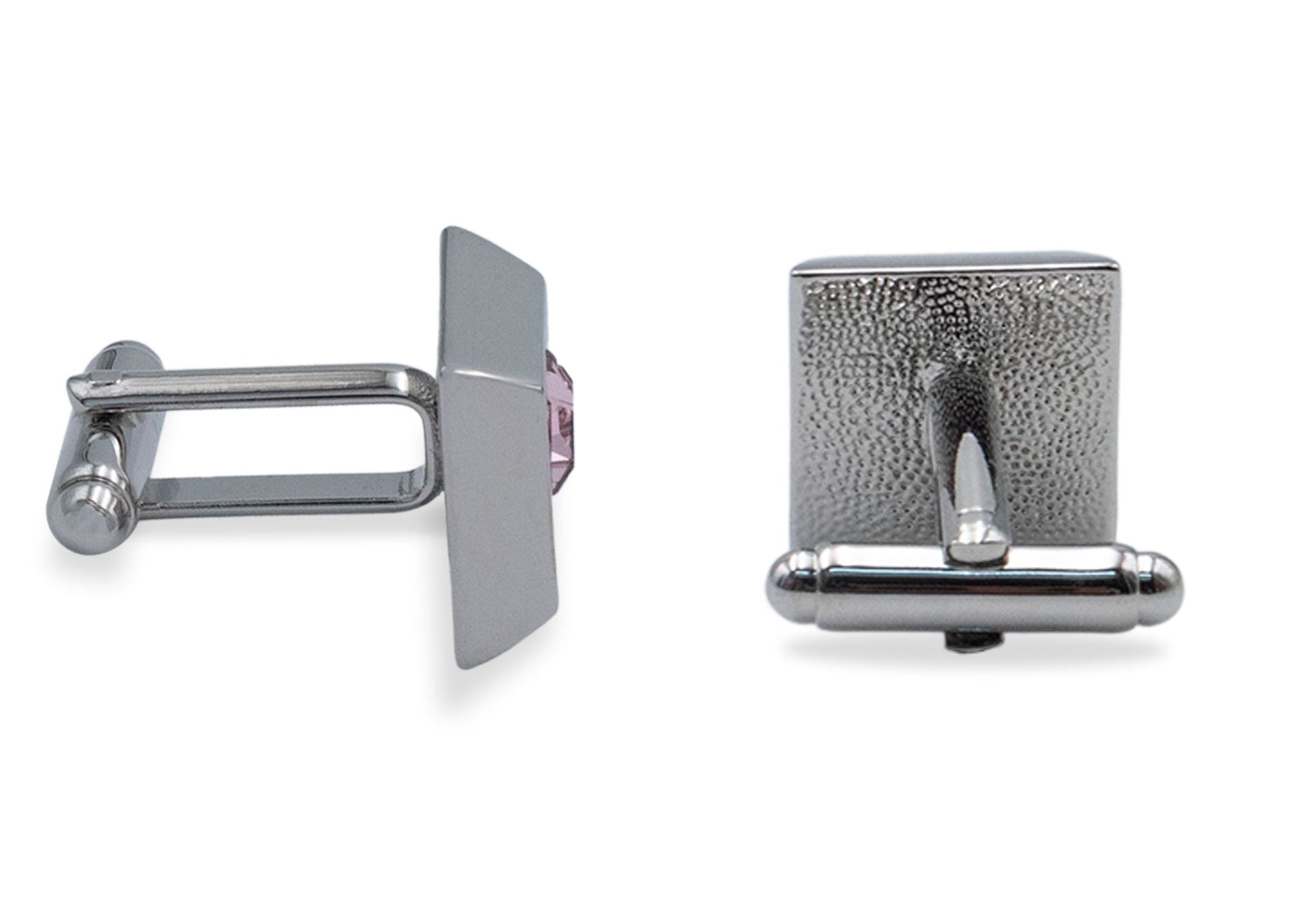 Palmira Chrome Baby Pink Diamonte Cufflink
