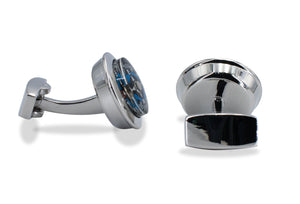 La Grita Chrome Blue Compass Cufflink