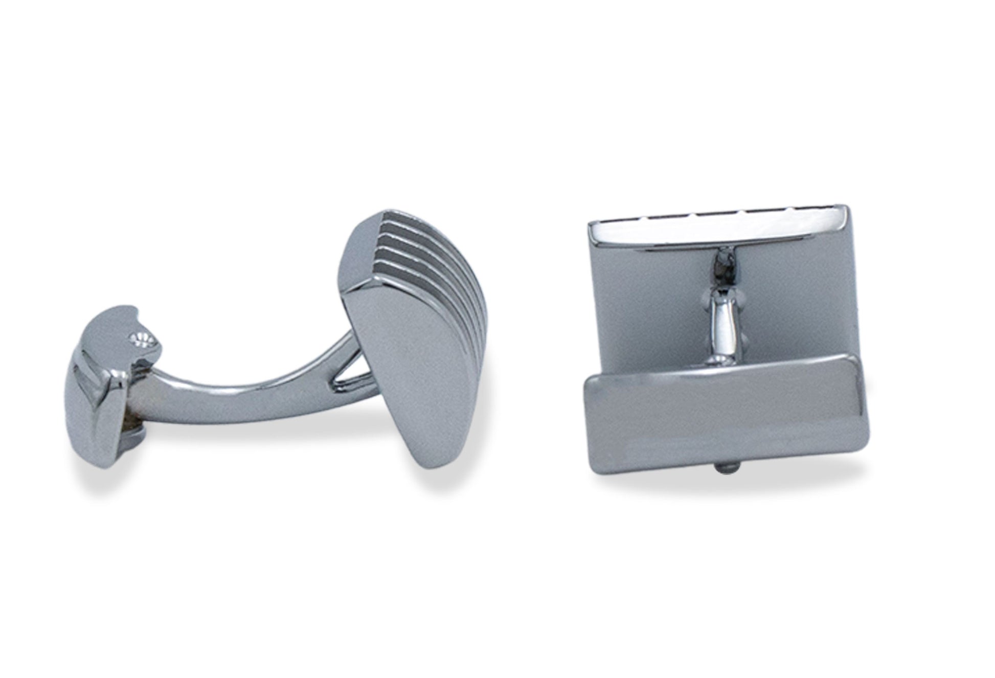 Caribe Chrome Black Ribbed Cufflink