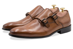Gallegos Chestnut Double Monk Leather Shoes