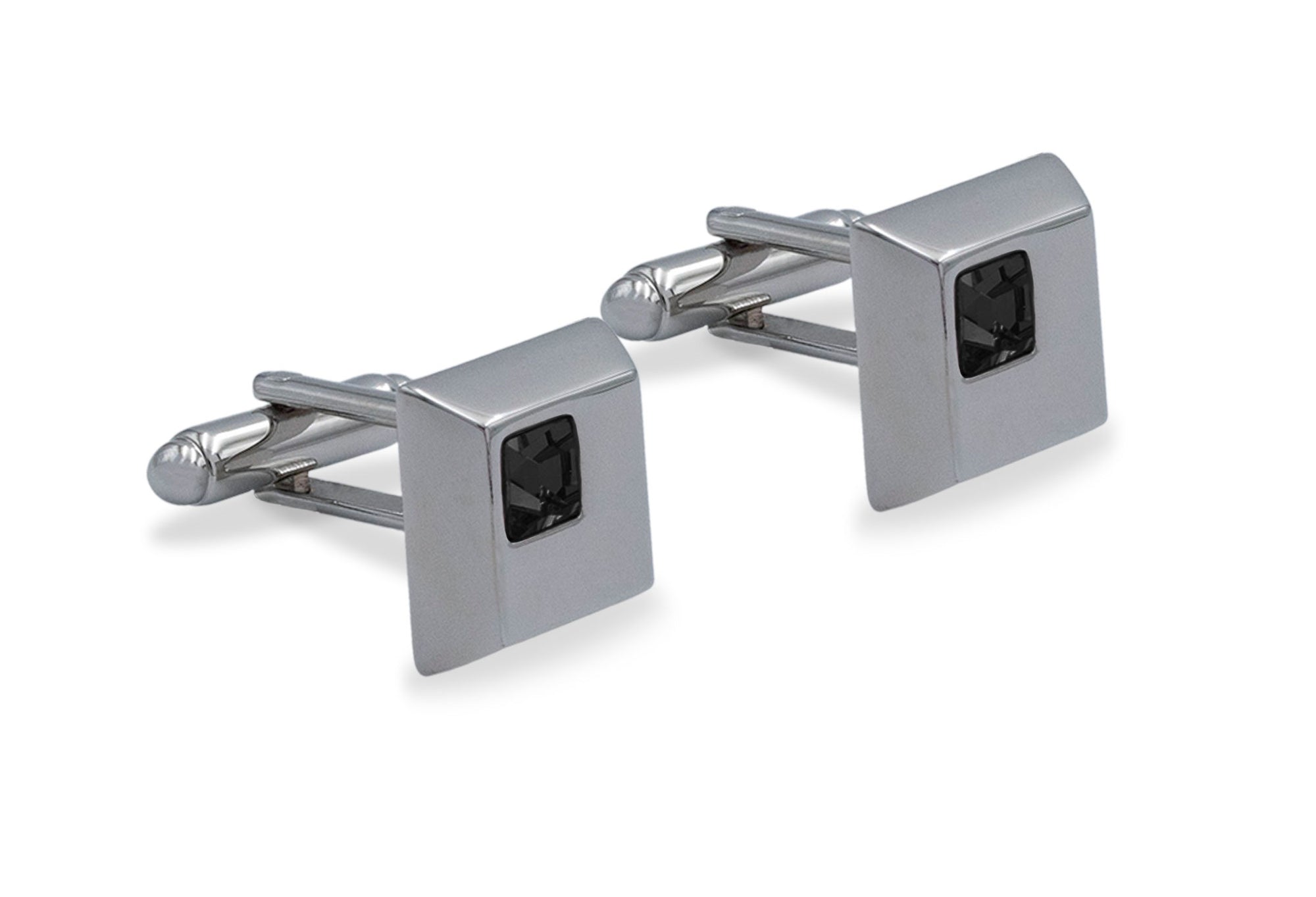 Palmira Chrome Black Diamonte Cufflink