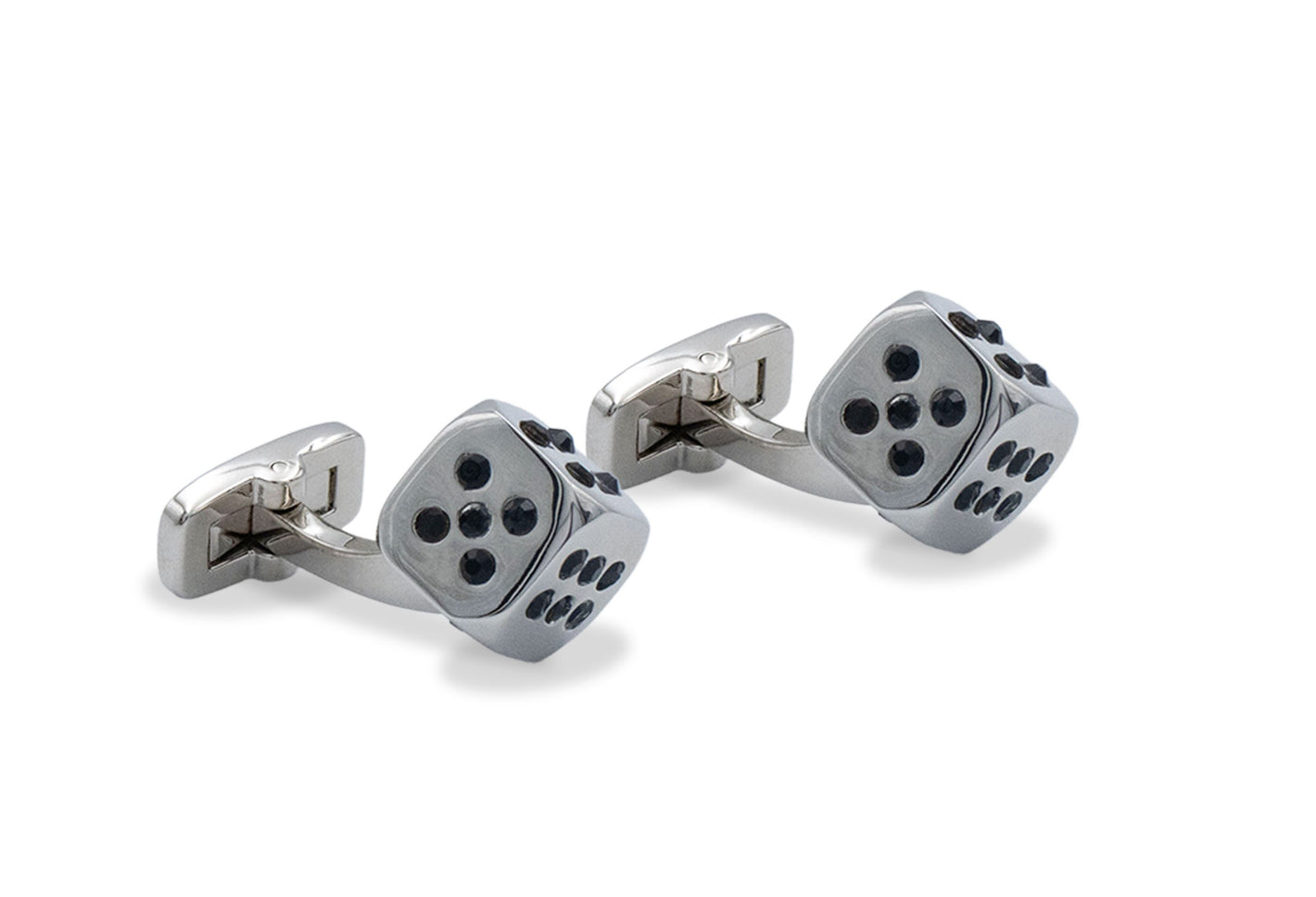 Dados Black Diamonte Chrome Cufflinks