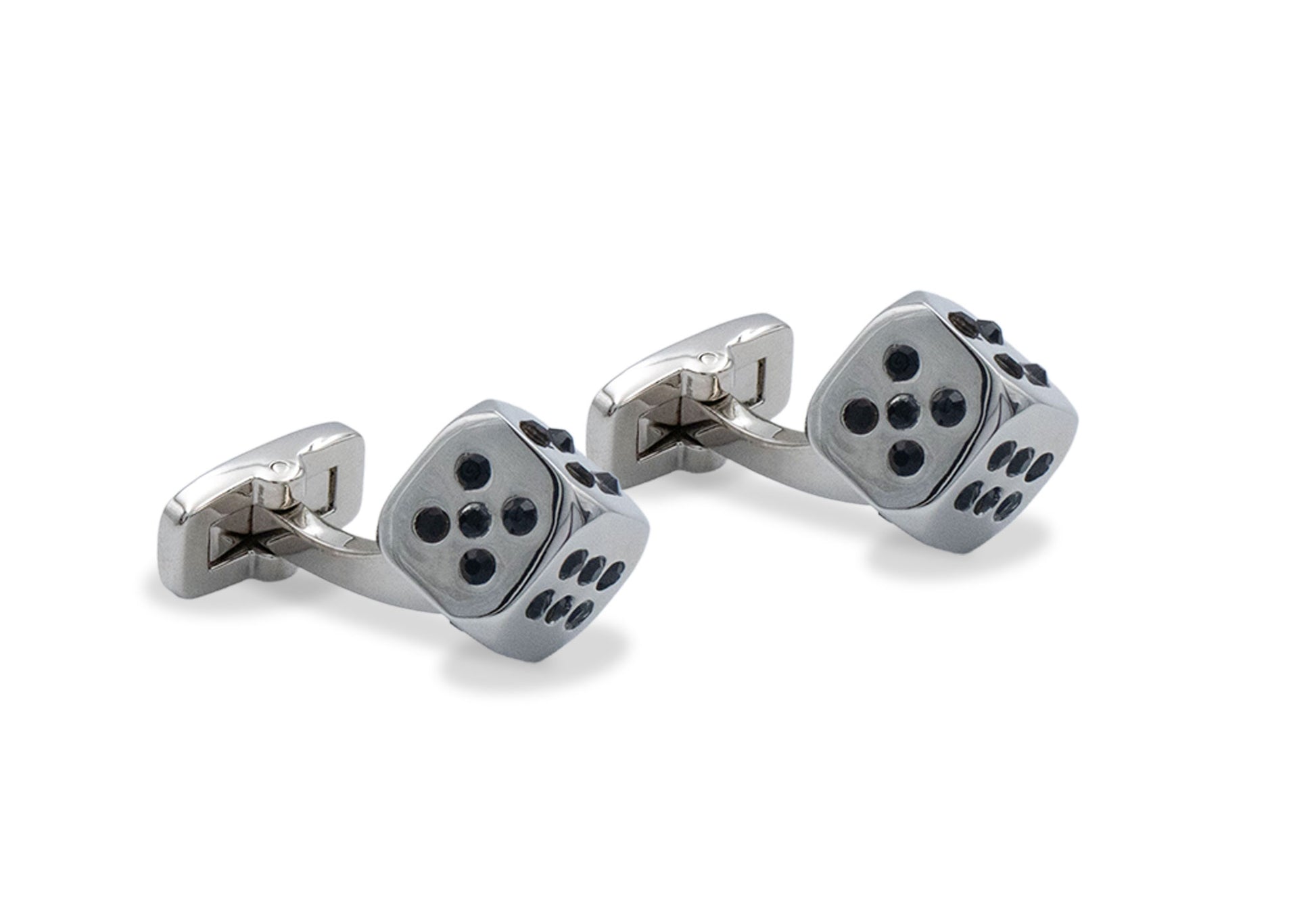 Dados Black Diamonte Chrome Cufflinks