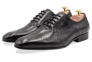 Rosario Wingtip Black Oxford Leather Shoes