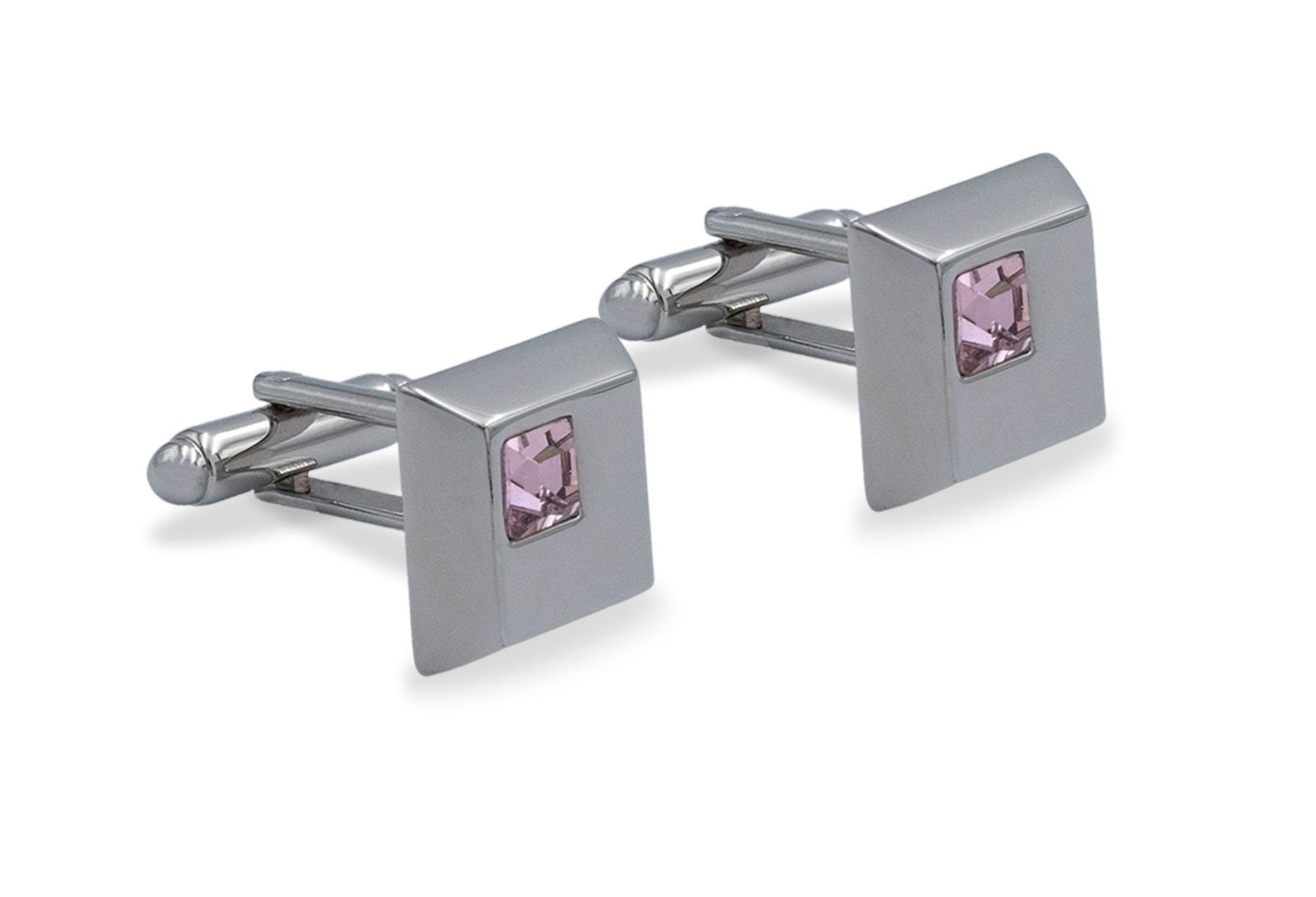 Palmira Chrome Baby Pink Diamonte Cufflink