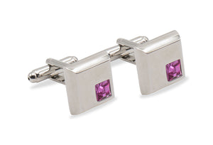 Palmira Chrome Pink Diamonte Cufflink