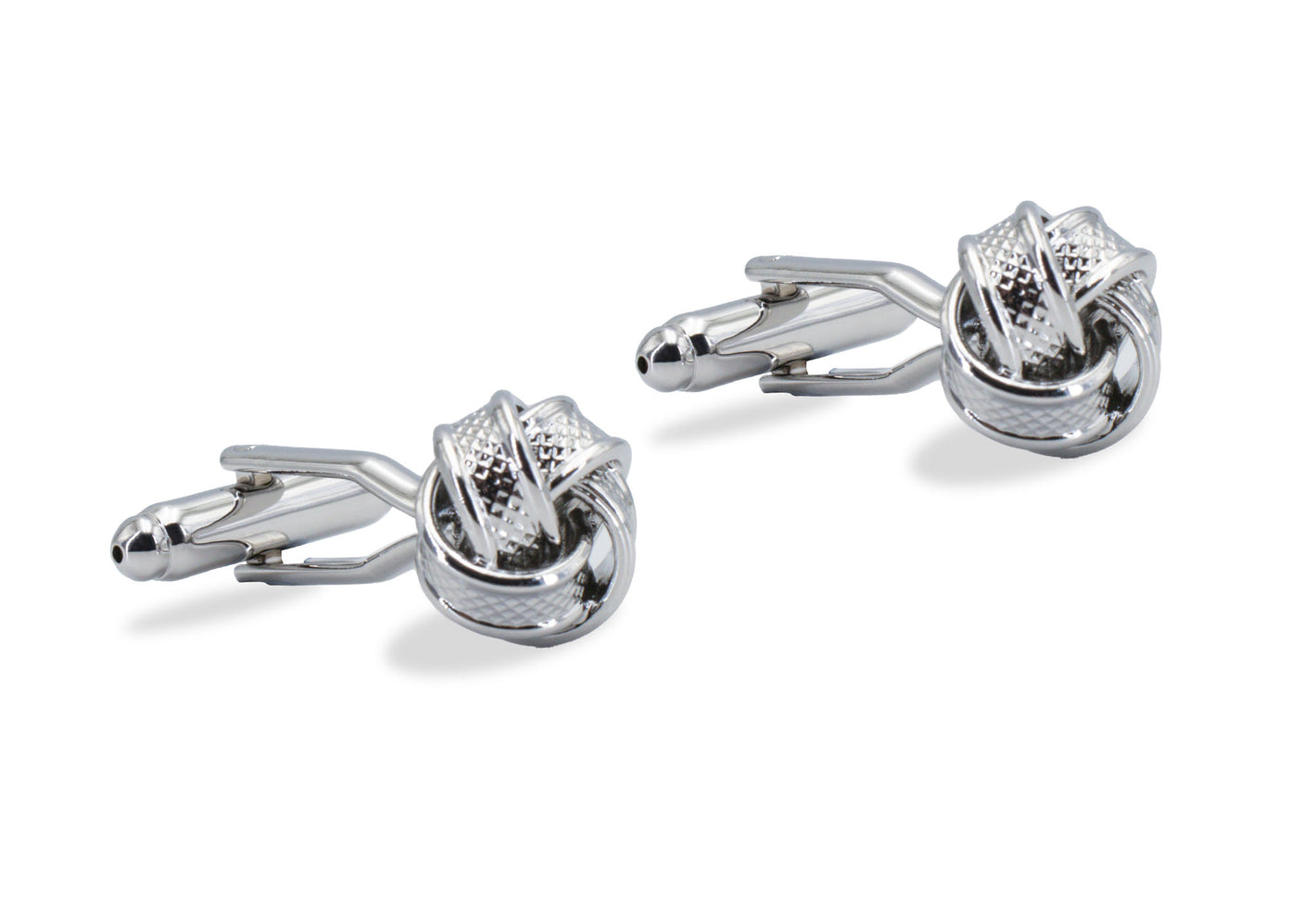 Ojeda Chrome Pebbled Knot Cufflinks