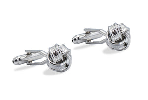 Ojeda Chrome Pebbled Knot Cufflinks