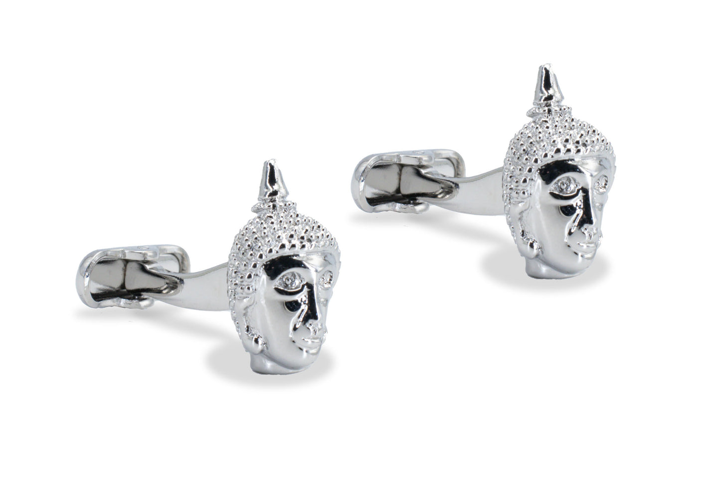 Buddha Textured Chrome Cufflink