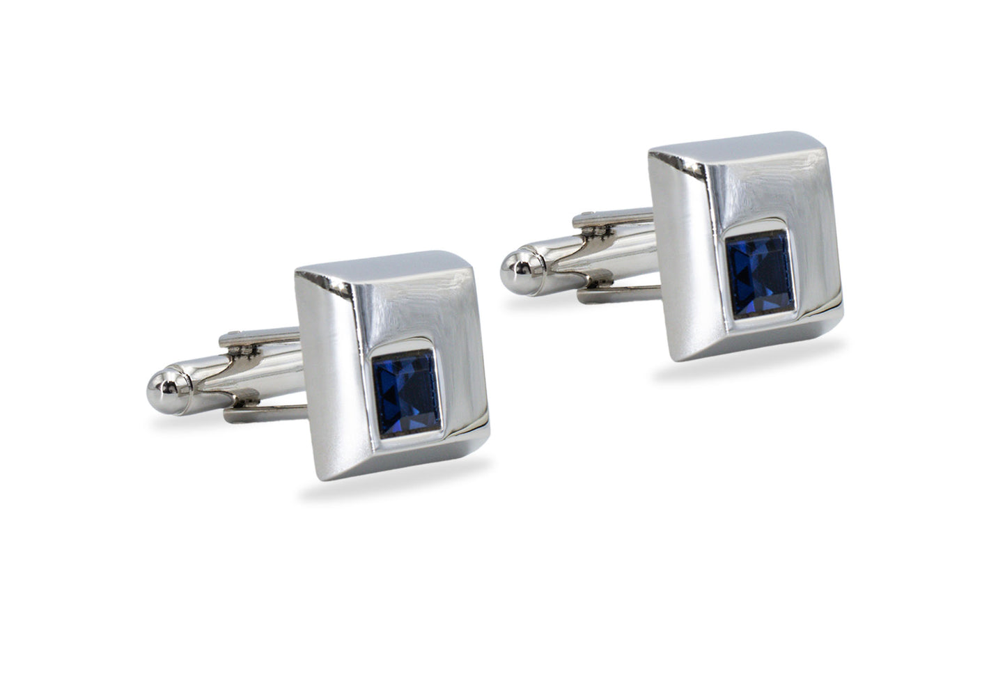 Palmira Chrome Blue Diamonte Cufflink