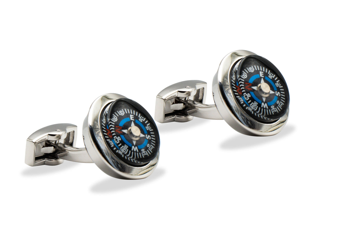 La Grita Chrome Blue Compass Cufflink