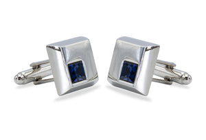 Palmira Chrome Blue Diamonte Cufflink