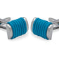 Caribe Blue Ribbed Cufflink