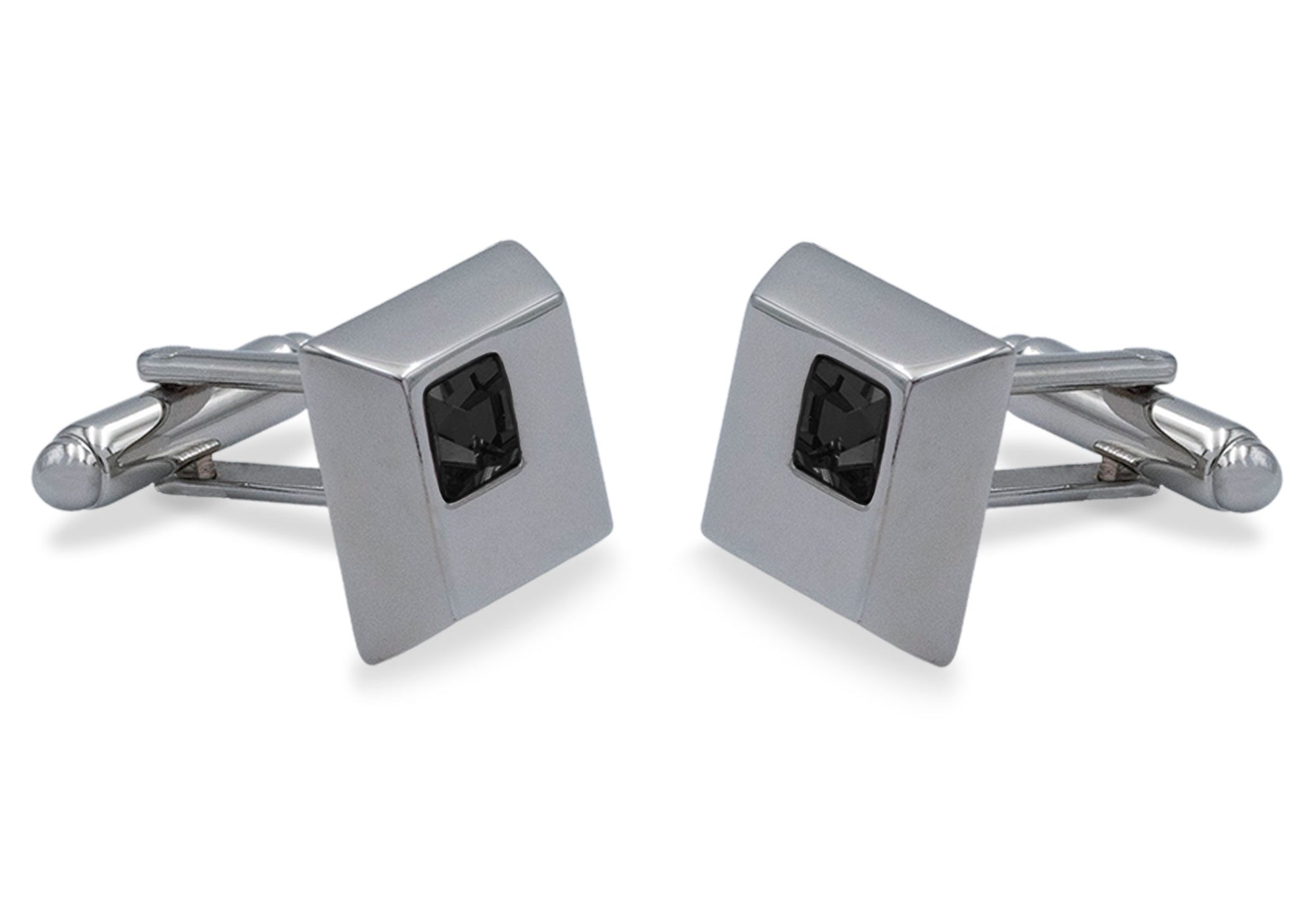 Palmira Chrome Black Diamonte Cufflink