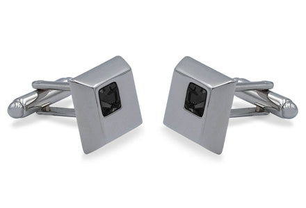 Palmira Chrome Black Diamonte Cufflink