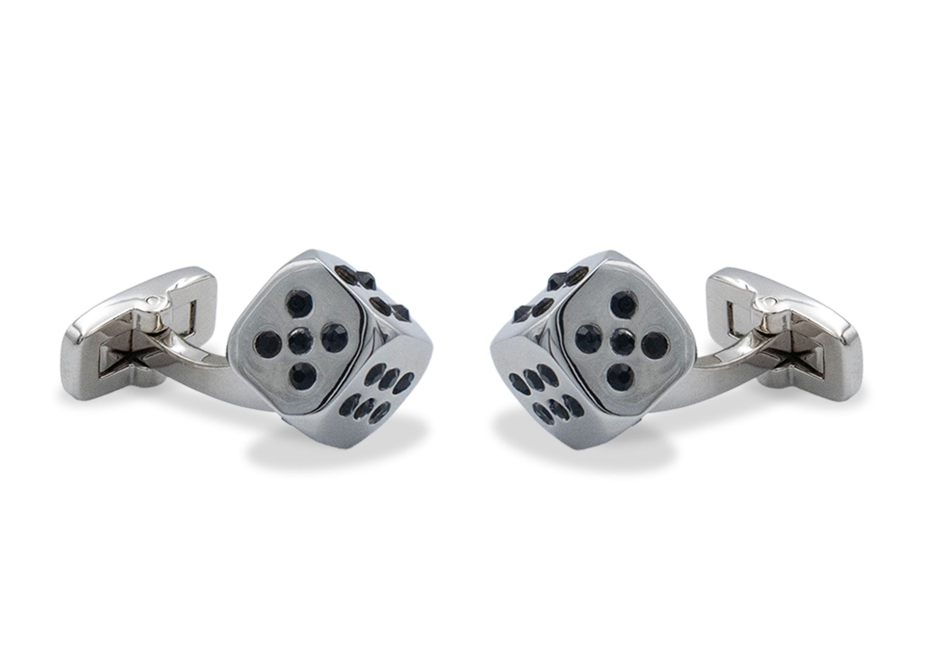 Dados Black Diamonte Chrome Cufflinks